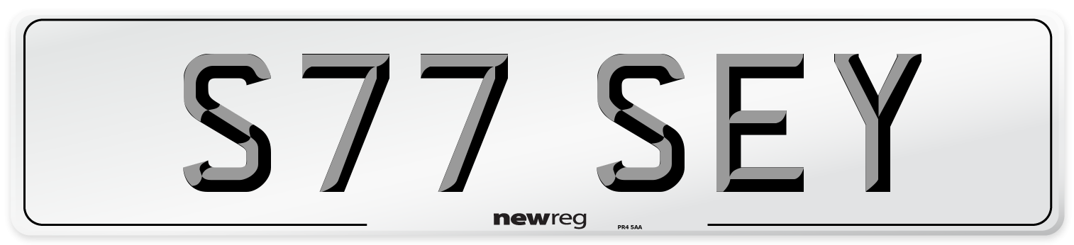 S77 SEY Number Plate from New Reg